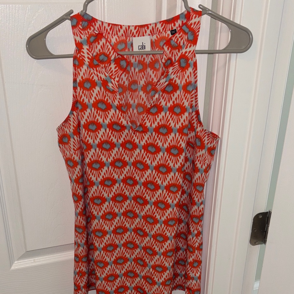 CAbi Sleeveless Red Floral Print Tank Top